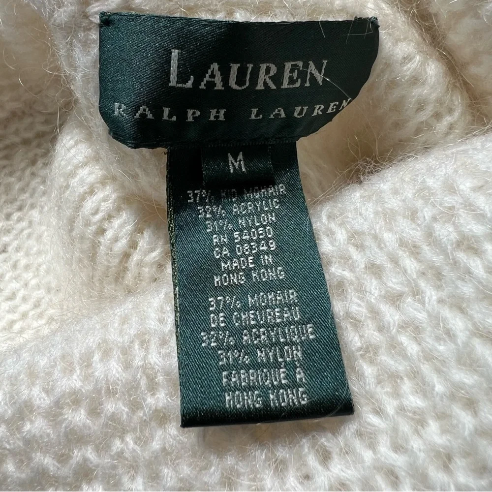 Ralph Lauren Cozy White Turtleneck Sweater Mohair Open Knit Cozy Winter Ski Snow - Picture 7 of 9